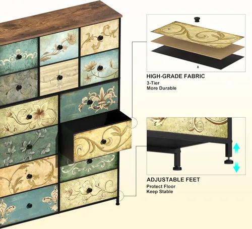 Miniatura 4 de Tohomeor Cómoda con Cajones para Dormitorio Cómoda de Cajones de Tela para Closet, Guardería, Entrada, Perchero de Pie, Soporte de TV para Sala