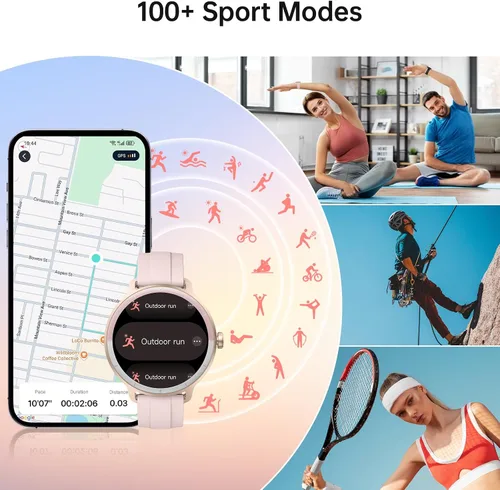 Miniatura 5 de Reloj inteligente para hombres y mujeres (respuesta/hacer llamadas), reloj inteligente con voz AI integrada, rastreador de fitness HD de 1.27