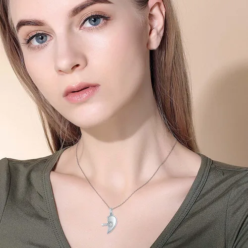 Miniatura 5 de Collares para pareja para novio y novia, collar de plata de ley con dos almas con la frase "You Hold the Key to My Heart", collar para él y ella
