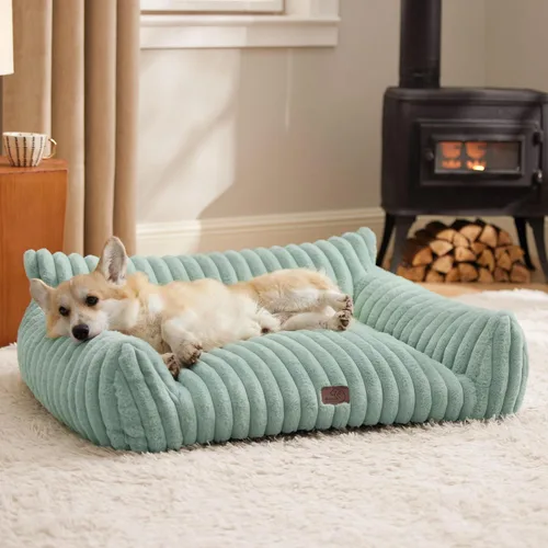 Miniatura 10 de Bedsure ComfyFleece Lindo sofá para gatos para mascotas, camas esponjosas para gatos con forro polar de pana suave de alta calidad, camas esponjosas