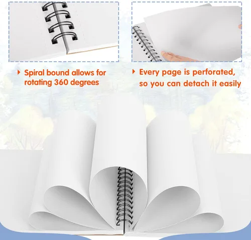 Miniatura 5 de FIXSMITH Cuaderno de bocetos de 9"X12" 80 hojas (68 lb/100gsm) Bloc de bocetos de artista encuadernado en espiral superior Bloc de dibujo sin