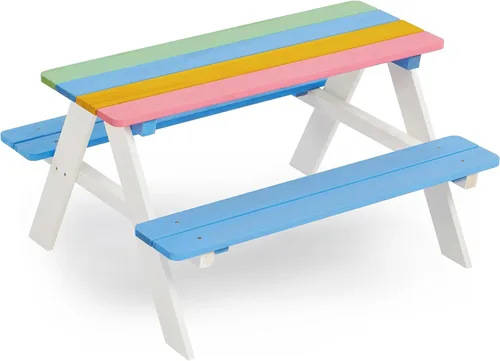 BTExpert Mesa de picnic para niños, juego de banco de silla sensorial de actividades para niños de madera para niños - madera Multi color