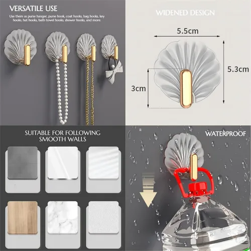 Miniatura 5 de Ganchos adhesivos de pared, ganchos decorativos resistentes para llaves, bolsos, sobre la puerta, paquete de 4
