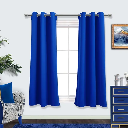 Mrs.Naturall Cortinas Azul Real para Dormitorio, Cortinas Opacas Cortas Medianas Azul Cobalto para Cocina Decoración de Habitación de Adolescentes