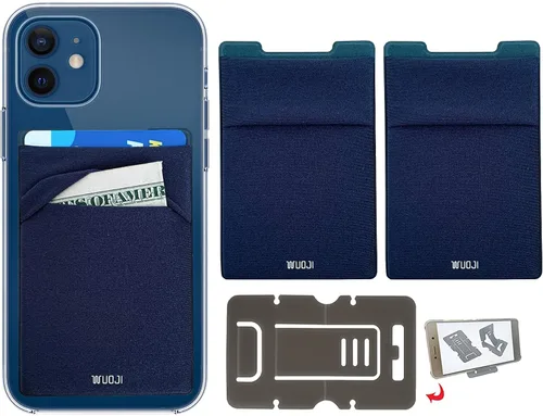 Miniatura 20 de Cartera para tarjetas de teléfono con bloqueo RFID, doble bolsillo seguro, ultradelgada, autoadhesiva, funda para tarjetas de crédito, calcomanía