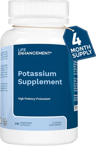 Life Enhancement Suplemento de Potasio de Alta Absorción para la Salud de los Músculos, el Cerebro y los Huesos - Sin Aditivos. Suplemento de