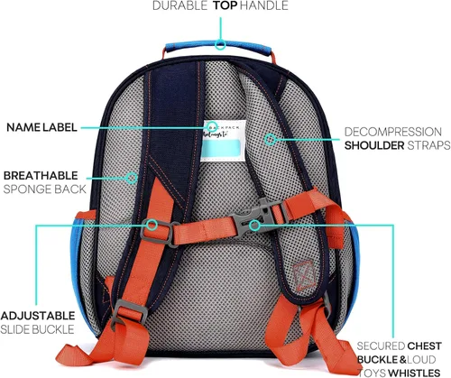 Miniatura 5 de mibasies Mochila para niñas y niños, ideal para niños y niñas, mochila para preescolar jardín de infantes y primaria, Azul oscuro, Niñito-7L