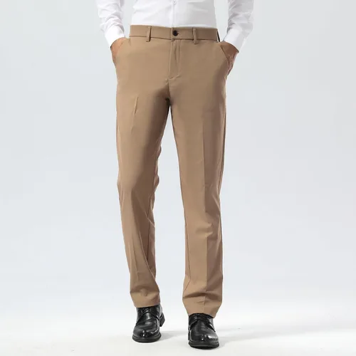 Miniatura 8 de Plaid&Plain Pantalones de vestir para hombre Slim Fit Stretch Khaki Pantalones sin arrugas