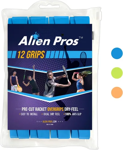 Miniatura 15 de Alien Pros - Cinta de agarre para raqueta de tenis (6, 12 o 60 agarres), agarre de tenis precortado y con sensación seca, cinta de agarre para blanco