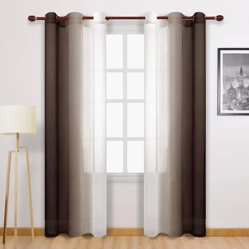 Miniatura 56 de DWCN Cortinas Transparentes de Lino Sintético Negro Degradado Ombré - Cortinas Semi Transparentes de Gasa con Ojales en la Parte Superior