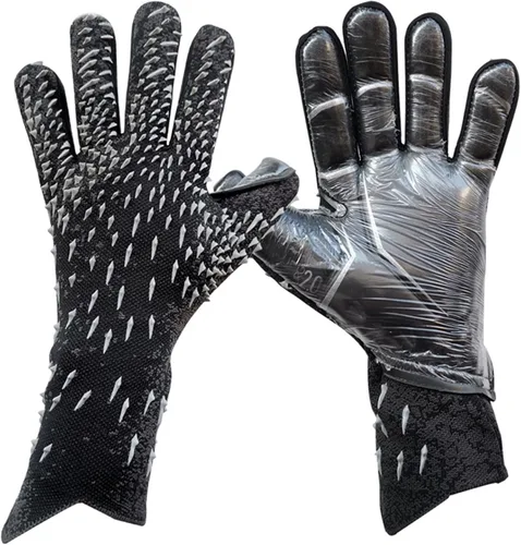 Miniatura 8 de Guantes de portero de portero para adultos y jóvenes, guantes de portero de fútbol con palma de látex antideslizante en relieve, sin muñeca