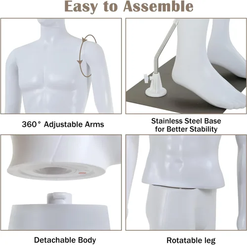 Miniatura 4 de Maniquí, maniquí de cuerpo completo, maniquí masculino de cuerpo completo con ajustable desmontable posable, maniquí de cuerpo completo con base