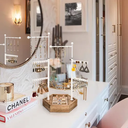 Miniatura 3 de Soporte organizador de joyas, soporte de 6 niveles para joyas con altura ajustable, organizador de exhibición y almacenamiento para aretes, anillos