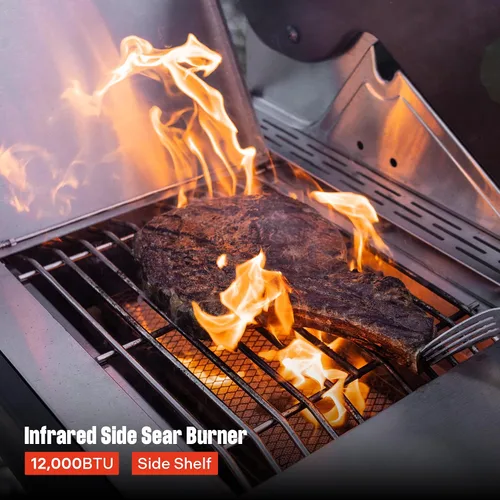 Miniatura 2 de Monument Grills - Parrilla de gas propano de 4+2 quemadores de acero inoxidable estilo gabinete con quemadores laterales y de sellado lateral