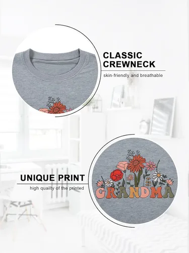 Miniatura 5 de MAXIMGR Sudadera de abuela para mujer, sudadera de cuello redondo Gigi, sudadera de nana, sudadera colorida para abuela con estampado floral