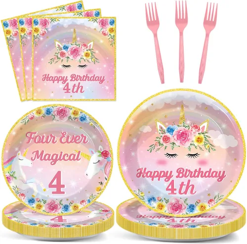 Miniatura 59 de Juego de 96 piezas de platos de papel, servilletas y tenedores para fiesta de cumpleaños número 16 para fiesta negra de dulces 16 años, platos