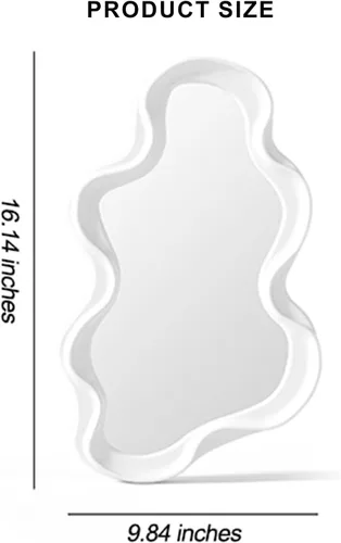 Miniatura 2 de Mokoze Espejo de pared asimétrico, acento decorativo irregular para dormitorio, entrada, sala de estar, decoración estética blanca para montaje