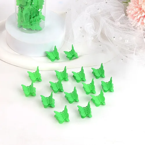 Miniatura 7 de YISSION 60 pinzas para el cabello de mariposa verde mate, lindas pinzas pequeñas de mariposa con caja paquete de los años 90 Y2K accesorios