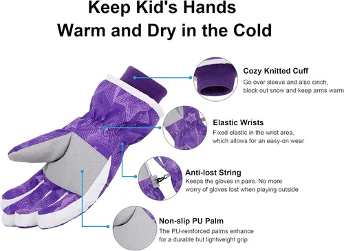 Miniatura 5 de SimpliKids Guantes de esquí y snowboard impermeables para niña