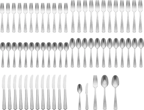 Miniatura 2 de Lenox French Perle Scallop - Juego de cubiertos de 65 piezas, acero inoxidable 18/10, apto para lavavajillas, juegos de utensilios de cocina
