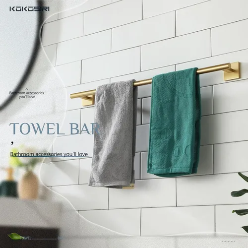 Miniatura 5 de KOKOSIRI Barra de toallas de baño, soportes de toallas de baño para inodoro, armario de cocina, montaje en pared, 24 pulgadas, acero inoxidable Oro