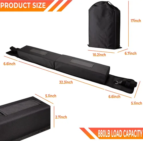 Miniatura 9 de Almohadillas suaves para portaequipajes de techo, soporte para kayak para uso en automóvil con o sin rieles, soporte universal antideslizante