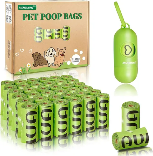 Rollos de bolsas para excrementos de perro, 570 unidades con dispensador, bolsas biodegradables sin perfume para residuos de mascotas, extra