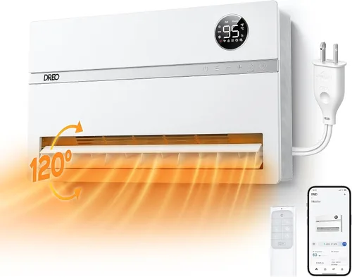 Miniatura 10 de Dreo Calentador de pared para baño, calentadores de espacio inteligentes con enchufe ALCI, 1500 W, oscilación vertical de 120°, termostato