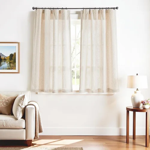 Miniatura 82 de JINCHAN Cortinas de lino de 108 pulgadas de largo, juego de 2 paneles, cortinas de ventana para sala de estar y dormitorio, cortinas