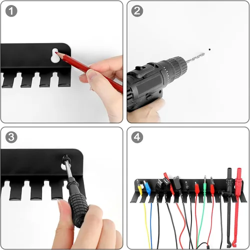 Miniatura 5 de Sumnacon Colgador y organizador de cables montado en la pared, colgador de cables de 13 ranuras para cables, ancho de ranuras para cables de hierro
