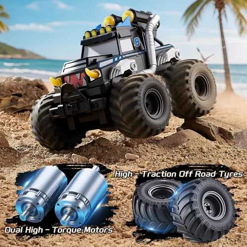 Miniatura 2 de Auto de control remoto anfibio 3 en 1, barco a control remoto/pistola de agua, 2.4 GHz, todo terreno, camiones monstruos impermeables para niños