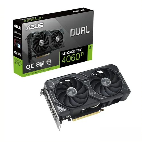 ASUS Dual GeForce RTX™ 4060 Ti OC Edition 8GB GDDR6 (PCIe 4.0, 8GB GDDR6, DLSS 3, HDMI 2.1, DisplayPort 1.4a, diseño de ventilador de tecnología