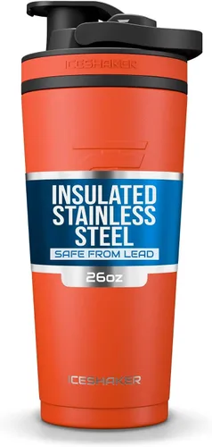 Miniatura 6 de Ice Shaker Botella Agitadora de Acero Inoxidable 26 oz, Negro/Blanco Se Mantiene Fría por Más de 30 Horas Vaso Aislado con Agitador de Rosca