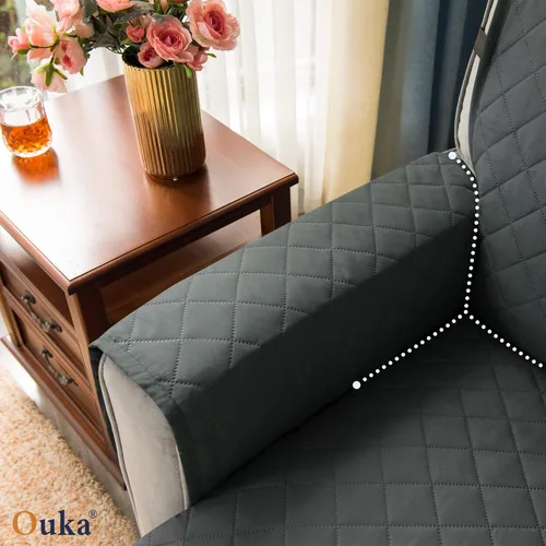 Miniatura 5 de Ouka - Funda reclinable para perros, de ancho de asiento de 63,5 cm, protector de sofá de tela reversible con correas elásticas, funda de sillón Gris