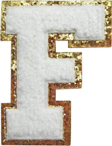 Miniatura 120 de SPRT - Parches de letras de chenilla universitaria con purpurina, parche de letras blancas para planchar con letras del alfabeto para disfraz