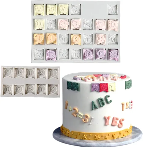 Miniatura 6 de Moldes de letras para chocolate, paquete de 4 moldes de silicona con letras del alfabeto para baby shower, decoración de pasteles, cumpleaños, Molde