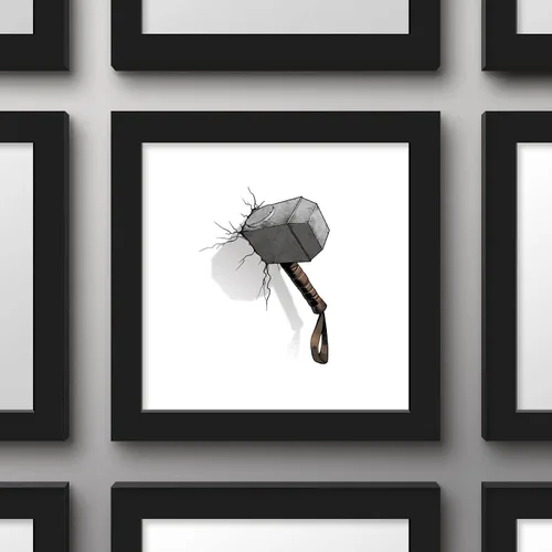 Miniatura 3 de Trends International Gallery Pops Marvel Comics Avengers - Póster de pared de martillo Mjolnir para pared, 12 x 12 pulgadas, versión enmarcada