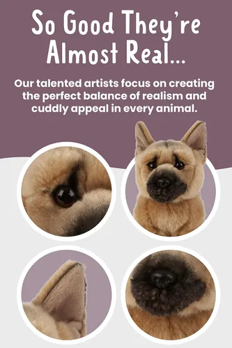Miniatura 3 de Living Nature - Animal de peluche de pastor alemán, animal de perro esponjoso, juguete suave para niños, 8 pulgadas