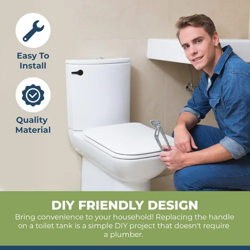 Miniatura 6 de Soporte frontal de repuesto para manija de inodoro, palanca de metal con brazo de latón macizo, compatible con Kohler, American Standard, TOTO