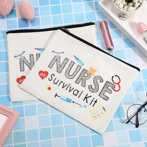 Miniatura 3 de Boao Paquete de 2 paquetes de kit de supervivencia para enfermeras, bolsa de cosméticos, bolsa de maquillaje divertida, regalo de enfermera