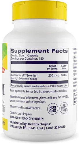 Miniatura 3 de Healthy Origins Seleno Excell Selenium, 200 mcg - Suplemento de selenio para el apoyo de la vejiga - Píldora de selenio para el sistema inmunológico