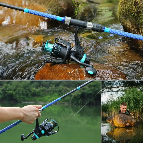 Miniatura 8 de Sougayilang Combo de 3 Piezas de Alimentador de Cebo para Pesca en Surf, Combo de Caña de Pescar con Caña de Viaje Giratoria Media/Pesada