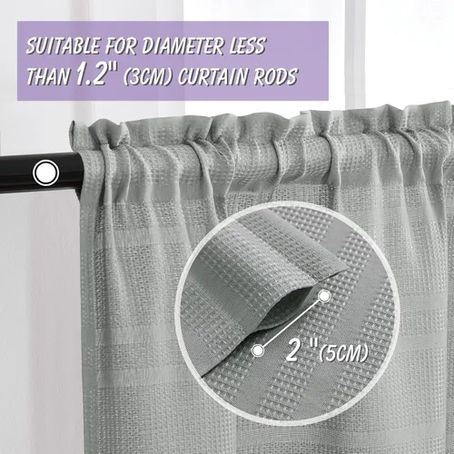 Miniatura 2 de Home Queen Cortinas de Gofre de Nivel Repelentes al Agua para Ventana de Baño, Cortinas de Media Ventana para Cocina, 30 A x 45 L Pulgadas Cada Una
