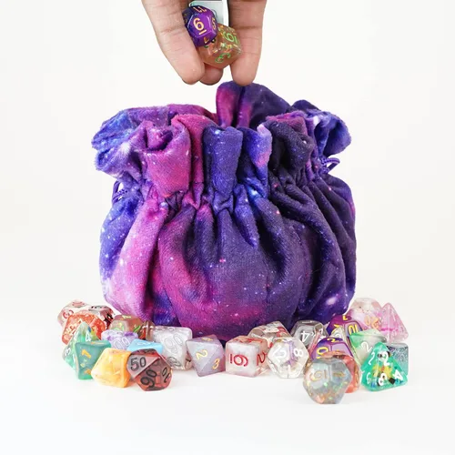Miniatura 2 de FanRoll Velvet Compartment Dice Bag with Pockets: Nebula, Role Playing Game Dice Accessories for Dungeons and Dragons