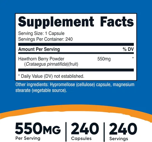 Miniatura 2 de Nutricost Cápsulas de bayas de espino de 550 mg, 240 cápsulas, aptas para vegetarianos, sin OMG y sin gluten