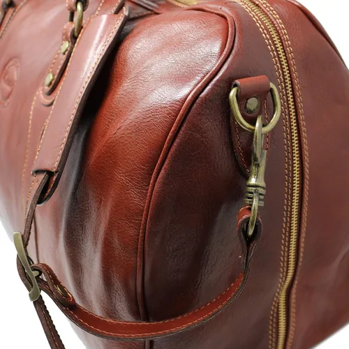Miniatura 6 de Cenzo Duffle Vecchio - Bolsa de viaje de cuero italiano marrón, Vecchio marrón