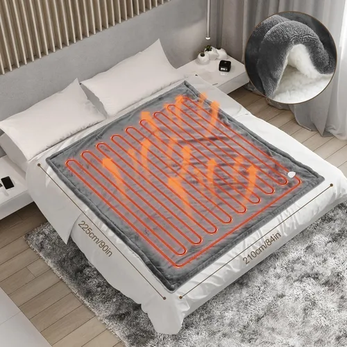 Miniatura 4 de Manta térmica eléctrica tamaño Queen 84 x 90 pulgadas, manta eléctrica con 6 ajustes de calor y 1-10 horas de tiempo de apagado automático, lavable