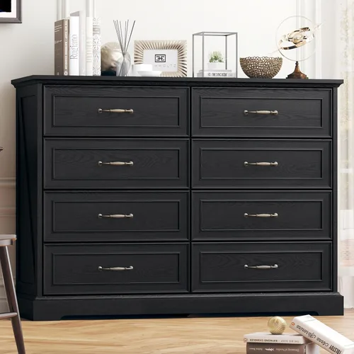 Miniatura 14 de Thacuok Cómoda de 3 cajones para dormitorio, cómoda de madera de 24 pulgadas de ancho, cómoda rústica de granja con cajones grandes y asas de metal
