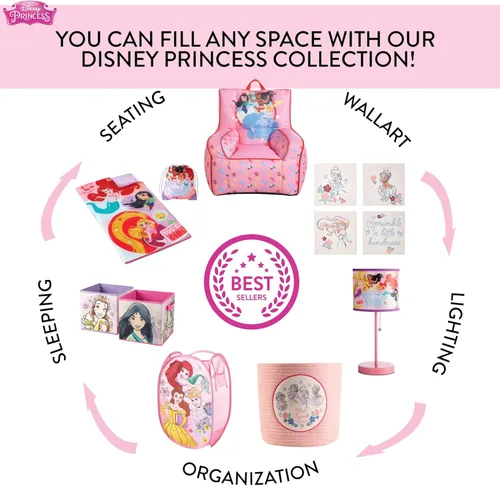 Miniatura 5 de Idea Nuova Disney Princess - Baúl plegable de almacenamiento para juguetes con tapa, 28 pulgadas de ancho x 16 pulgadas de profundidad x 14.5