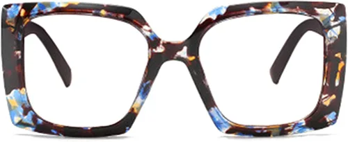 Miniatura 2 de Lentes de lectura cuadrados retro con bloqueo de luz azul para mujeres y hombres, de gran tamaño, antirreflejos, lentes UV negro (Floral/Black)